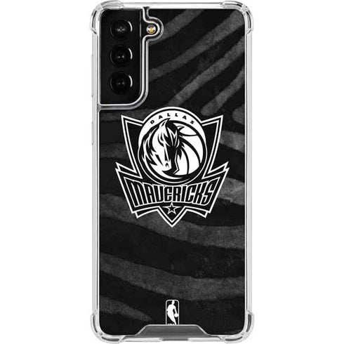 NBA Dallas Mavericks Black Animal Print Galaxy S21 FE Clear Case