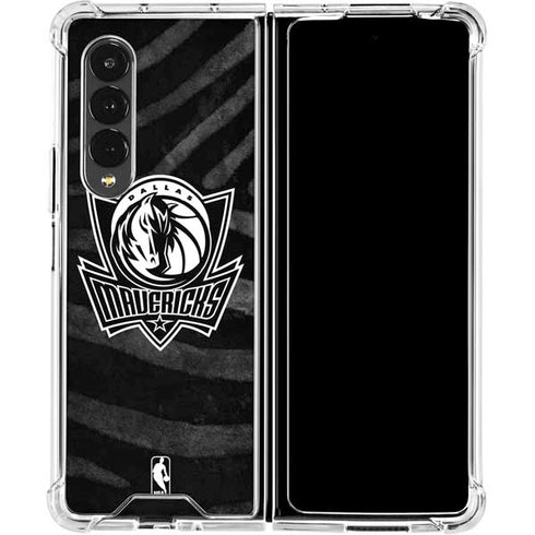 NBA Dallas Mavericks Black Animal Print Galaxy Z Fold4 5G Clear Case