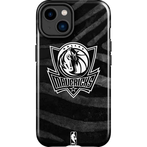 NBA Dallas Mavericks Black Animal Print iPhone 15 Plus Impact Case