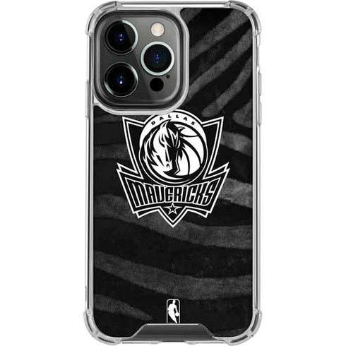 NBA Dallas Mavericks Black Animal Print iPhone 14 Pro Clear Case