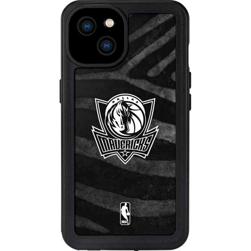 NBA Dallas Mavericks Black Animal Print iPhone 15 Plus Waterproof Case