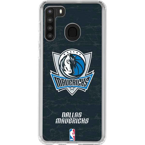 NBA Dallas Mavericks Black Primary Logo Galaxy A21 Clear Case
