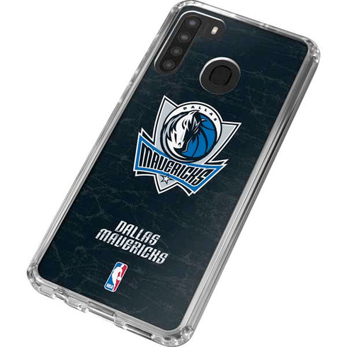 NBA Dallas Mavericks Black Primary Logo Galaxy A21 Clear Case