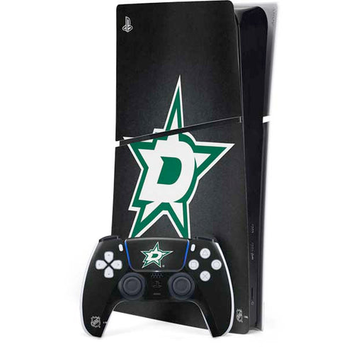 NHL Dallas Stars Black Background PS5 Slim Digital Edition Console Skin