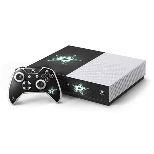 NHL Dallas Stars Black Background Xbox One S Console and Controller Bundle Skin