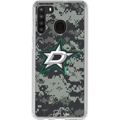 NHL Dallas Stars Camo Galaxy A21 Clear Case