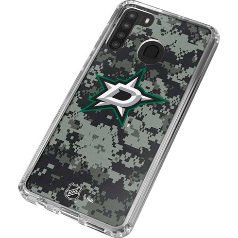 NHL Dallas Stars Camo Galaxy A21 Clear Case