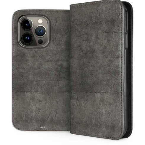 Dark Iron Grey Concrete iPhone 13 Pro Folio Case