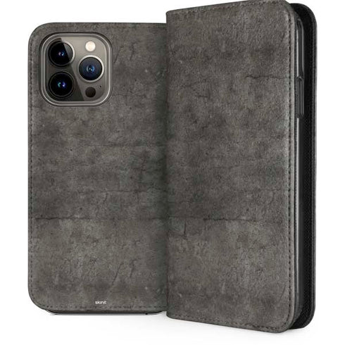 Dark Iron Grey Concrete iPhone 13 Pro Max Folio Case