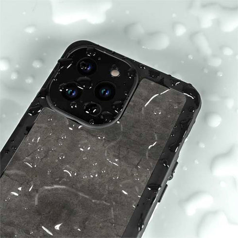 Dark Iron Grey Concrete iPhone 14 Pro Waterproof Case
