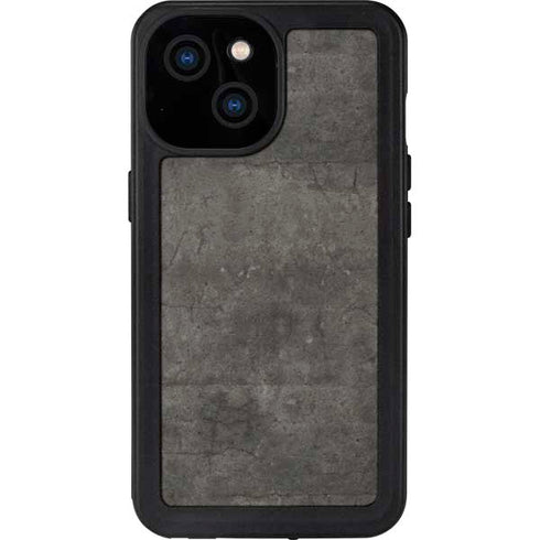 Dark Iron Grey Concrete iPhone 15 Waterproof Case