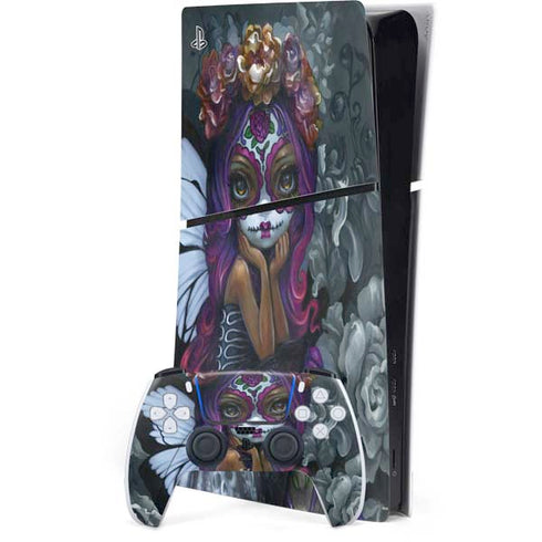 Day of the Dead Gothic Skull Fairy by Jasmine Becket-Griffith PS5 Slim Digital Edition Bundle Skin