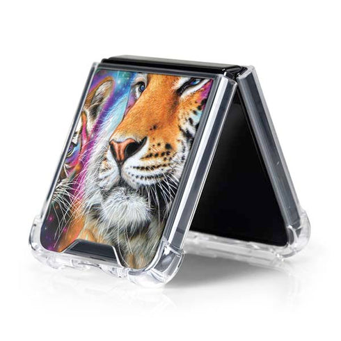 Daydream Galaxy Tigers by Sheena Pike Galaxy Z Flip5 5G Clear Case