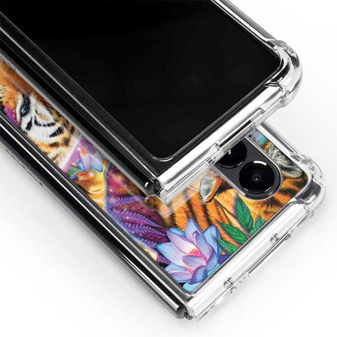 Daydream Galaxy Tigers by Sheena Pike Galaxy Z Fold4 5G Clear Case