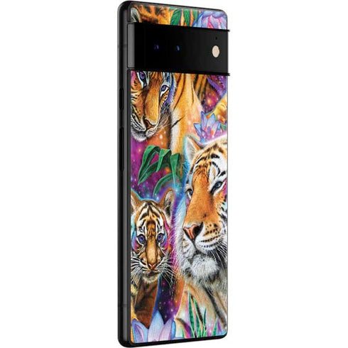 Daydream Galaxy Tigers by Sheena Pike Google Pixel 6 Skin
