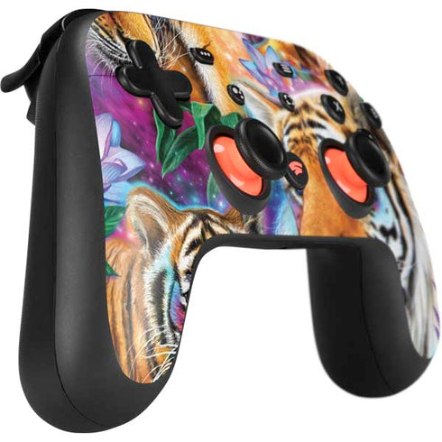 Daydream Galaxy Tigers by Sheena Pike Google Stadia Controller Skin