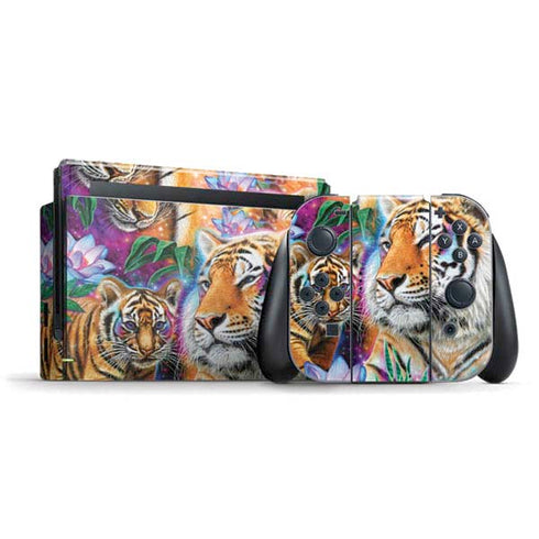 Daydream Galaxy Tigers by Sheena Pike Nintendo Switch Bundle Skin