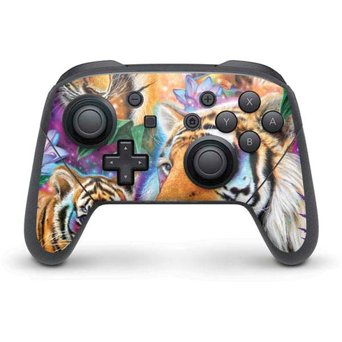 Daydream Galaxy Tigers by Sheena Pike Nintendo Switch Pro Controller Skin