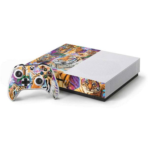 Daydream Galaxy Tigers by Sheena Pike Xbox One S Console and Controller Bundle Skin