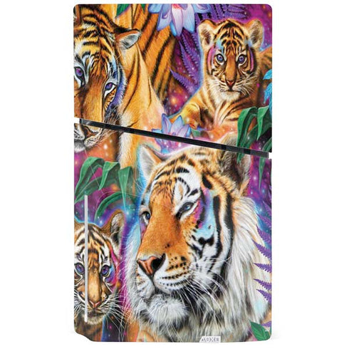 Daydream Galaxy Tigers by Sheena Pike PS5 Slim Disk Bundle Skin
