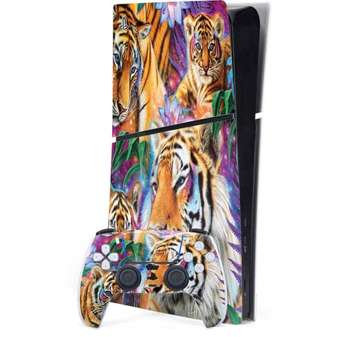 Daydream Galaxy Tigers by Sheena Pike PS5 Slim Digital Edition Bundle Skin