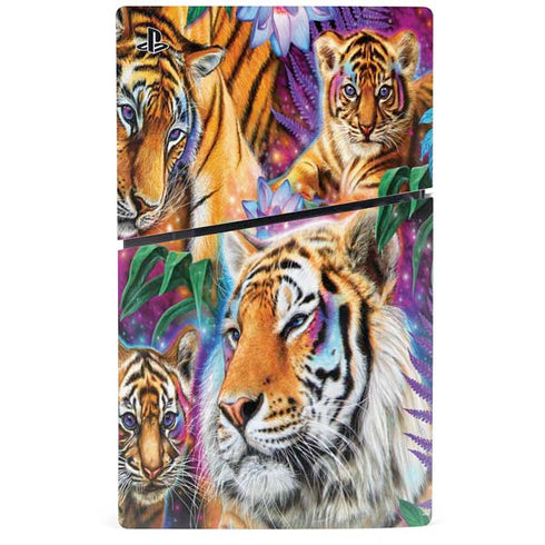 Daydream Galaxy Tigers by Sheena Pike PS5 Slim Digital Edition Bundle Skin
