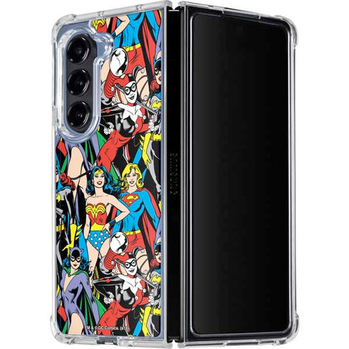 DC Comics Wonder Woman DC Bombshells Characters Pattern Galaxy Z Fold5 5G Clear Case