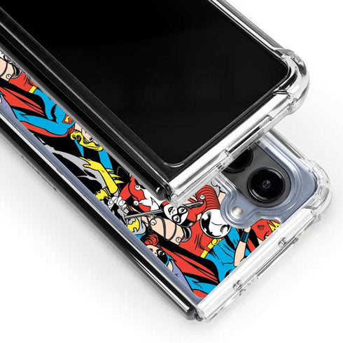 DC Comics Wonder Woman DC Bombshells Characters Pattern Galaxy Z Fold5 5G Clear Case