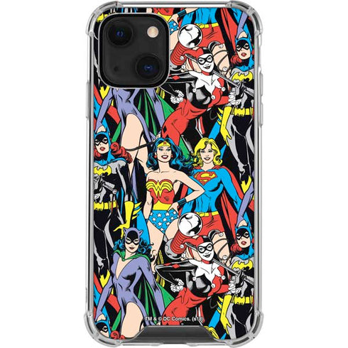DC Comics Wonder Woman DC Bombshells Characters Pattern iPhone 14 Plus Clear Case