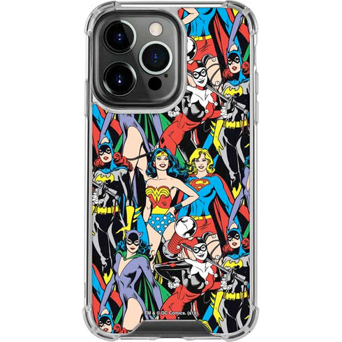 DC Comics Wonder Woman DC Bombshells Characters Pattern iPhone 15 Pro Clear Case