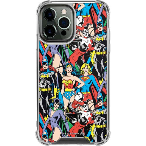 DC Comics Wonder Woman DC Bombshells Characters Pattern iPhone 14 Pro Max Clear Case