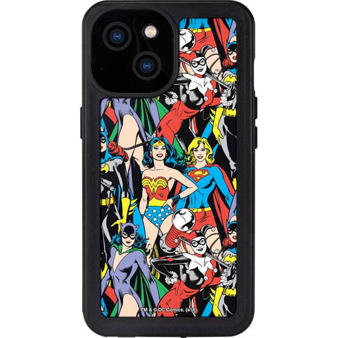 DC Comics Wonder Woman DC Bombshells Characters Pattern iPhone 15 Waterproof Case