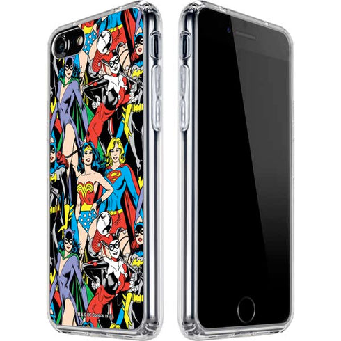 DC Comics Wonder Woman DC Bombshells Characters Pattern iPhone SE (2nd & 3rd Gen) Clear Case