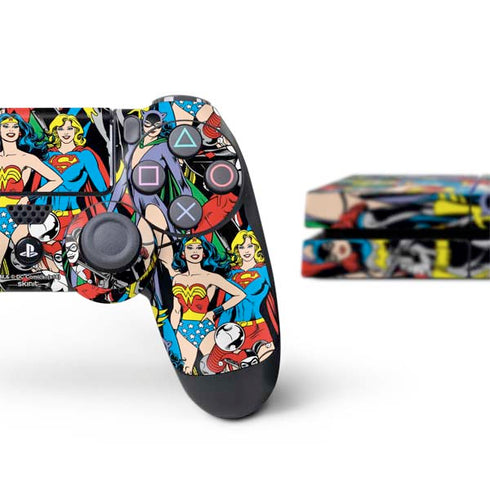 DC Comics Wonder Woman DC Bombshells Characters Pattern PS4 Console and Controller Bundle Skin