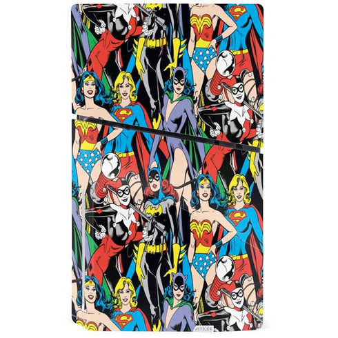 DC Comics Wonder Woman DC Bombshells Characters Pattern PS5 Slim Disk Bundle Skin
