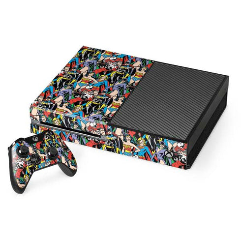 DC Comics Wonder Woman DC Bombshells Characters Pattern Xbox One Console and Controller Bundle Skin