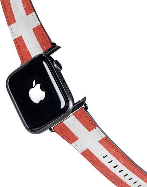 Denmark Flag Distressed Apple Watch Band 42-44mm