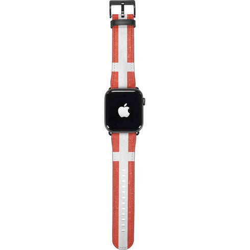 Denmark Flag Distressed Apple Watch Band 42-44mm