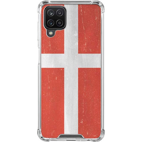 Denmark Flag Distressed Galaxy A12 Clear Case