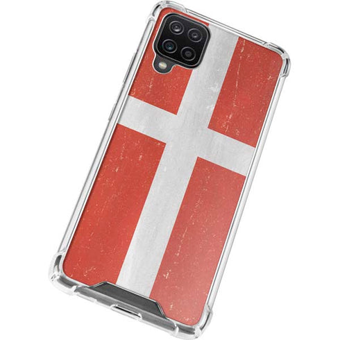 Denmark Flag Distressed Galaxy A12 Clear Case