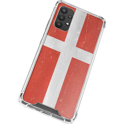Denmark Flag Distressed Galaxy A32 5G Clear Case