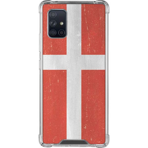 Denmark Flag Distressed Galaxy A71 5G Clear Case