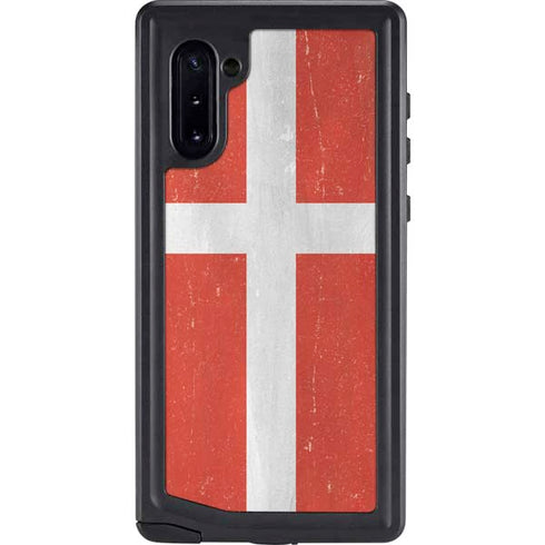 Denmark Flag Distressed Galaxy Note 10 Waterproof Case