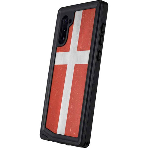 Denmark Flag Distressed Galaxy Note 10 Waterproof Case
