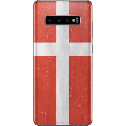 Denmark Flag Distressed Galaxy S10 Plus Skin