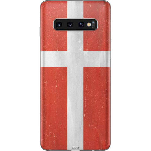 Denmark Flag Distressed Galaxy S10 Skin