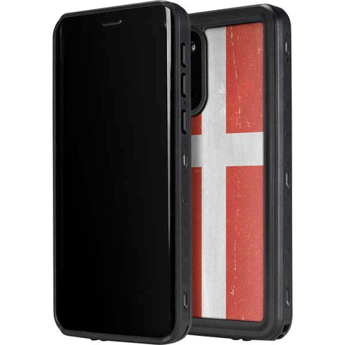 Denmark Flag Distressed Galaxy S20 Plus Waterproof Case