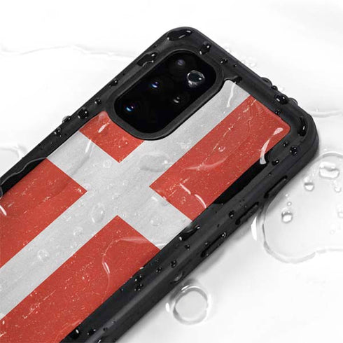 Denmark Flag Distressed Galaxy S20 Plus Waterproof Case
