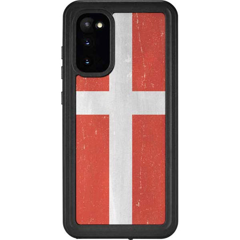 Denmark Flag Distressed Galaxy S20 Waterproof Case