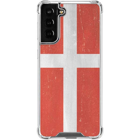 Denmark Flag Distressed Galaxy S21 FE Clear Case